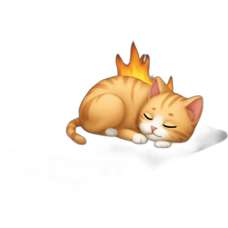 A baby cat that sleeps by the fireplace emoji