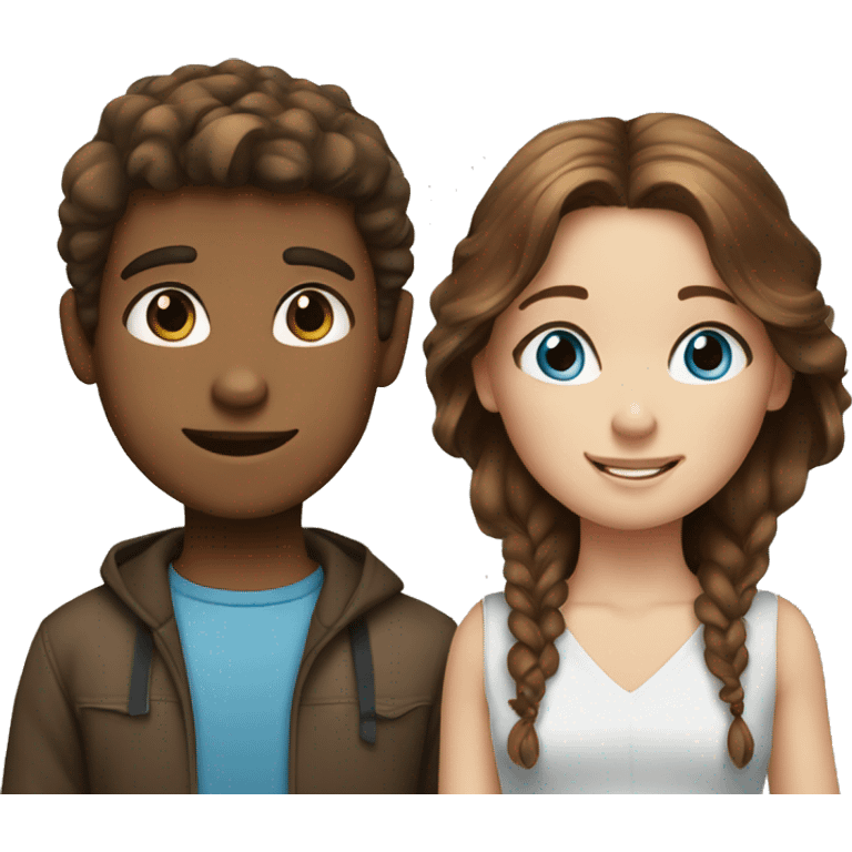 brown hair boy and browns hair girl with blue eyes and freckles emoji