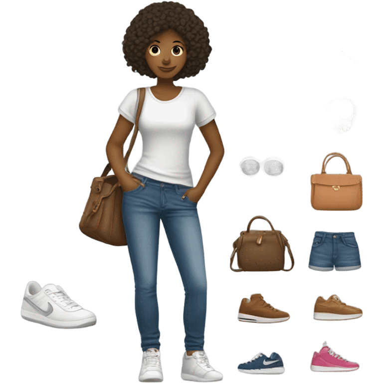 casual style with accessories girl emoji