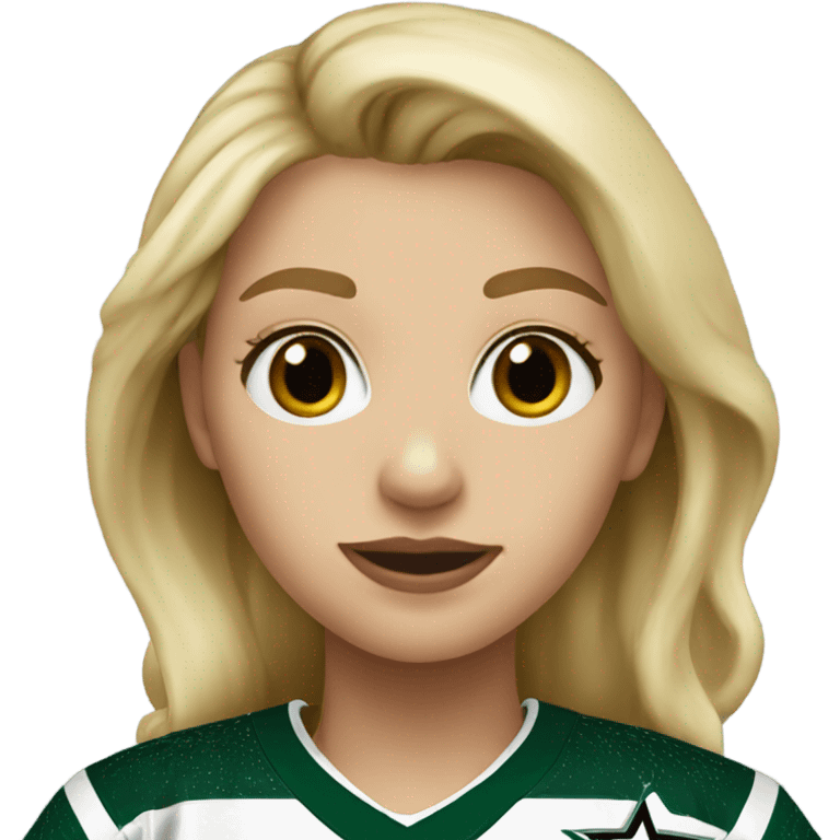 Blonde girl wearing Dallas Stars jersey emoji