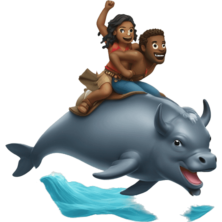 Buffalo riding a dolphin emoji