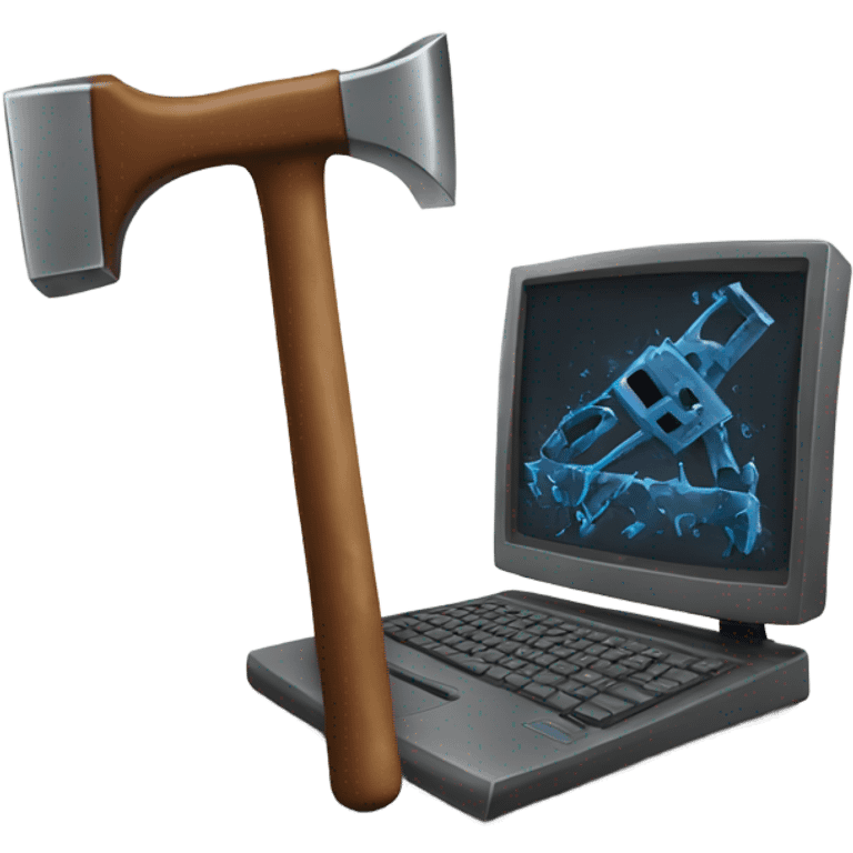 Hammer smashing computer  emoji