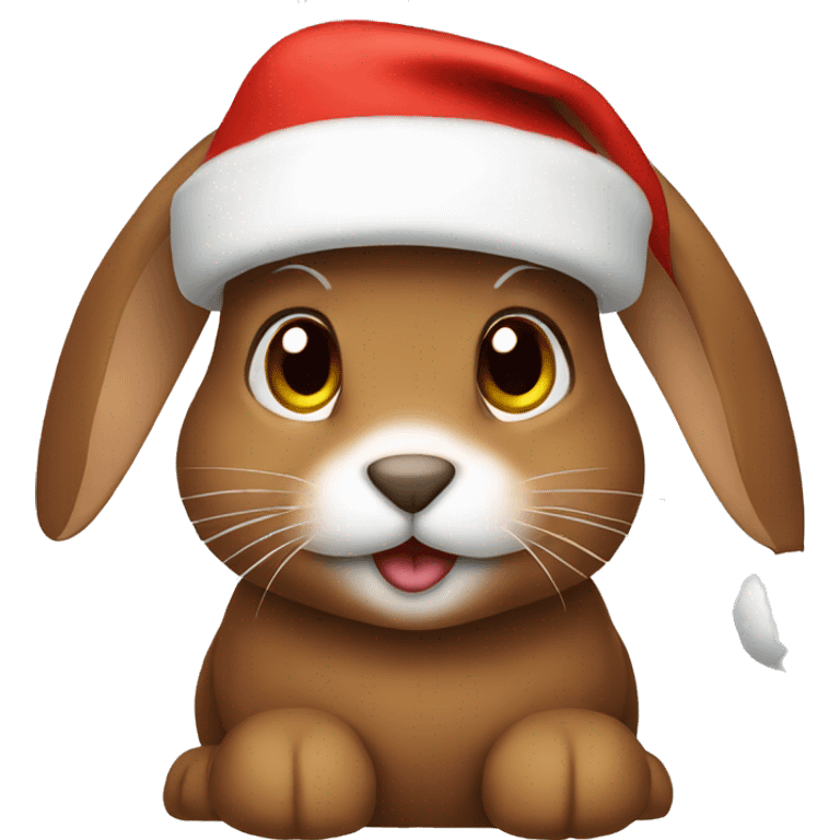 brown bunny wearing santa hat  emoji