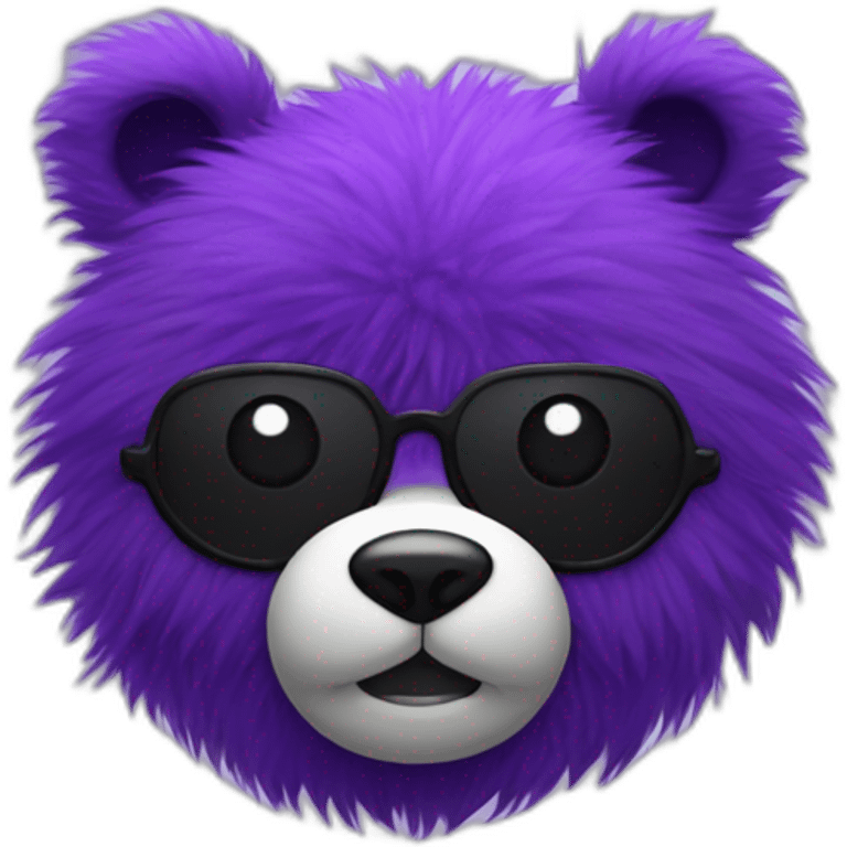 Purple furry bear head with a black eyepatch only on the left eye emoji