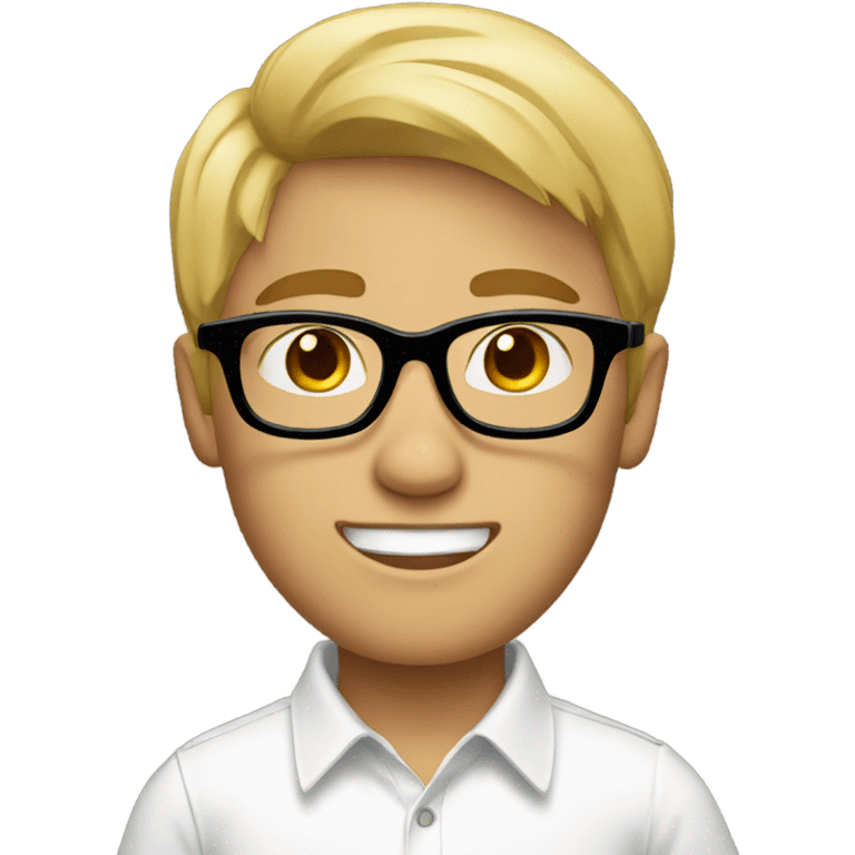 blonde boy with white shirt and glasses emoji