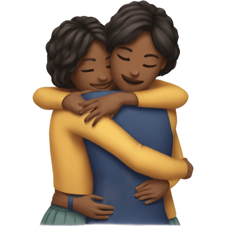 three girls hugging  emoji