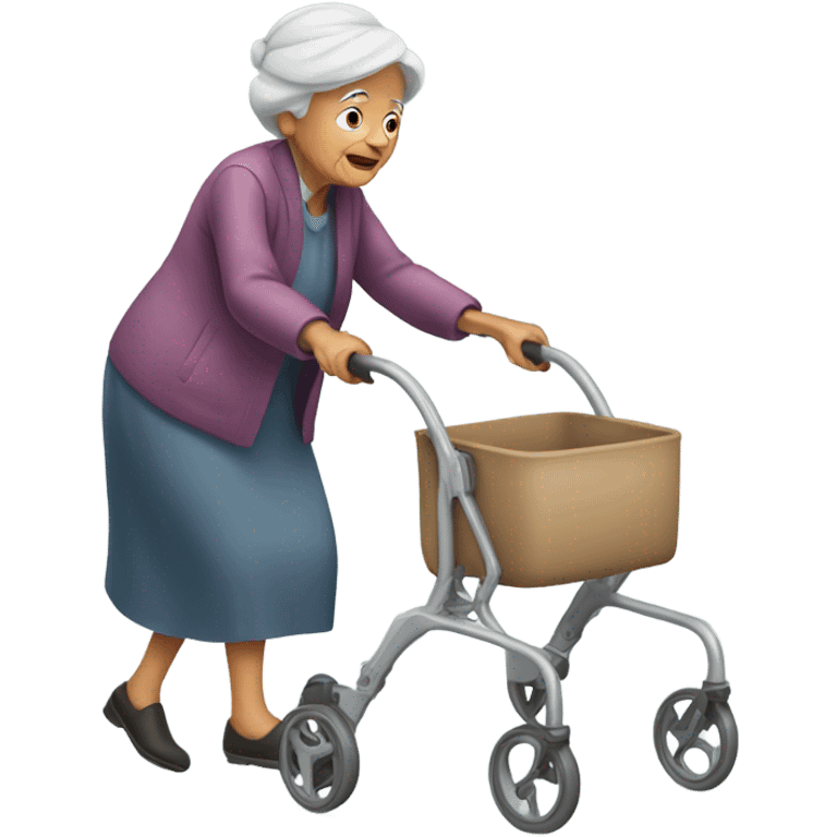 Old woman with walker  emoji