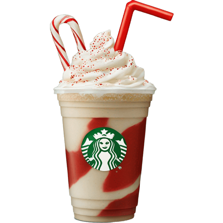 Peppermint Starbucks Frappuccino with one straw and red pieces in the drink emoji