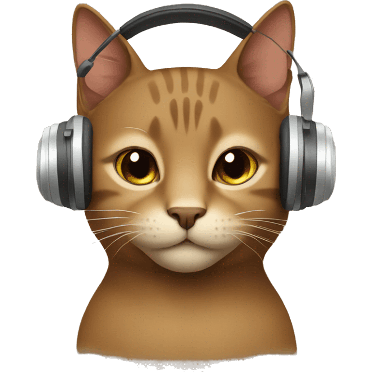 Brown cat with beige headphones emoji