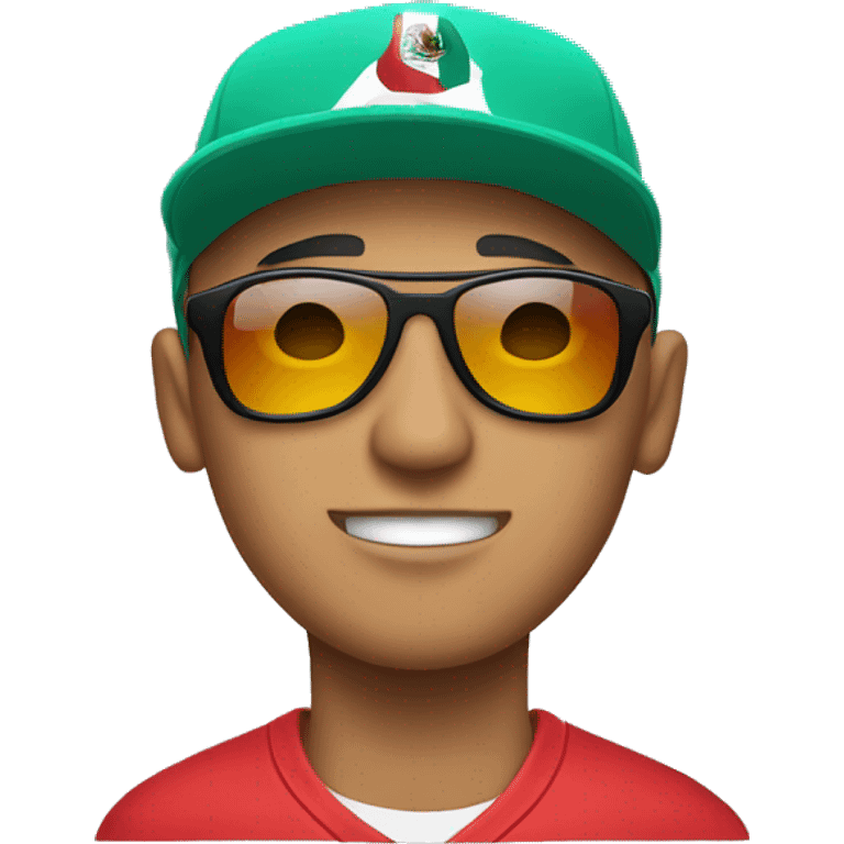 Bald Mexican young man with a baseball cap and sunglasses looking cool emoji