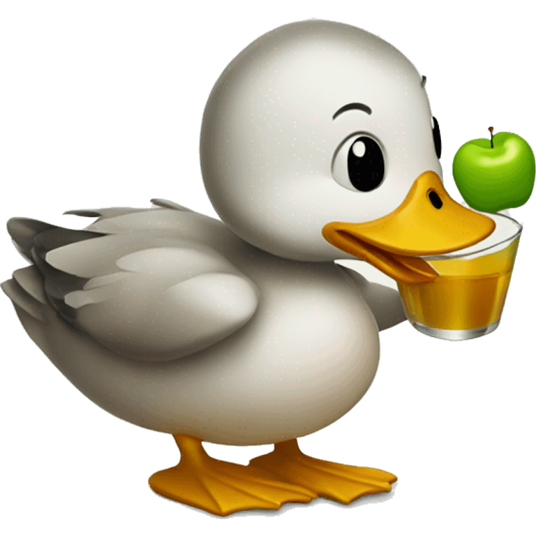 A duck drinking apple juice  emoji