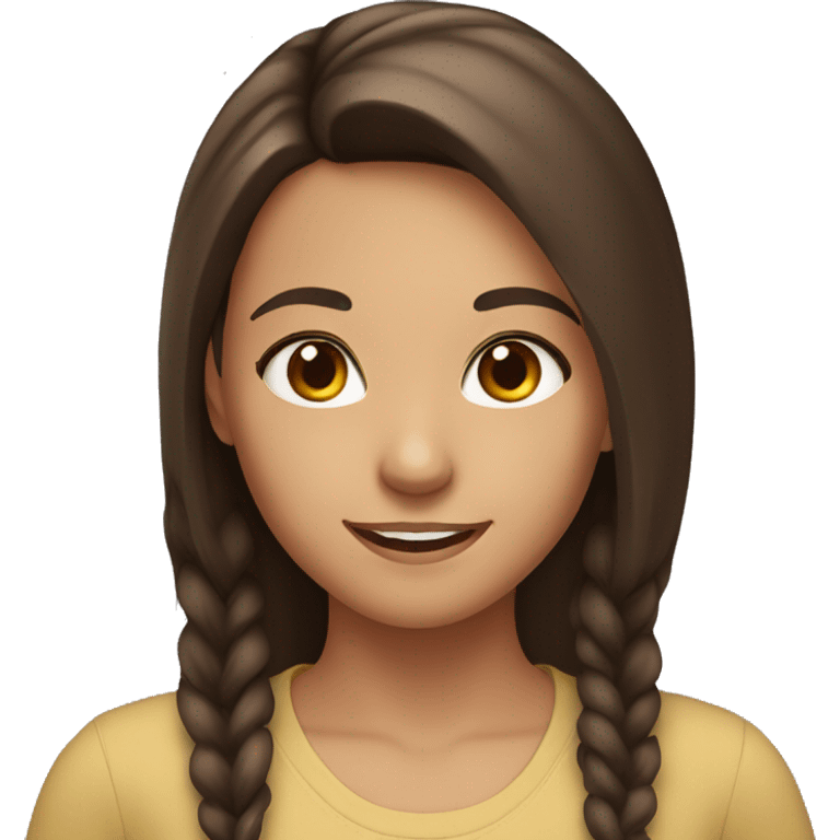 Girl with brunette hair and brown eyes smiling  emoji