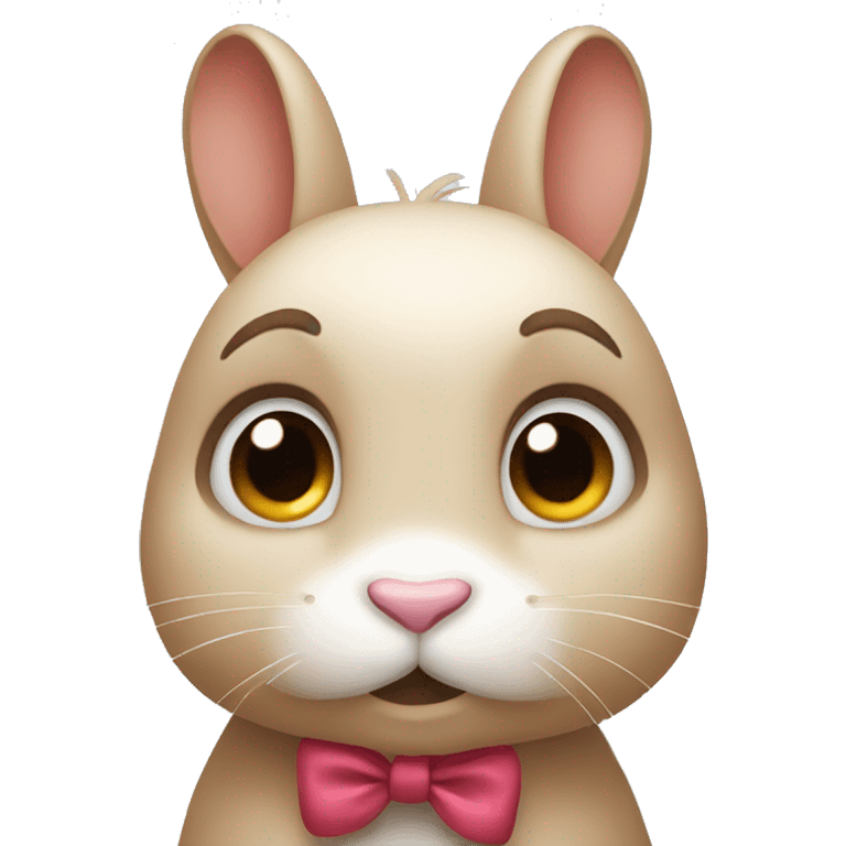 rabbit with teary eyes and a bow emoji