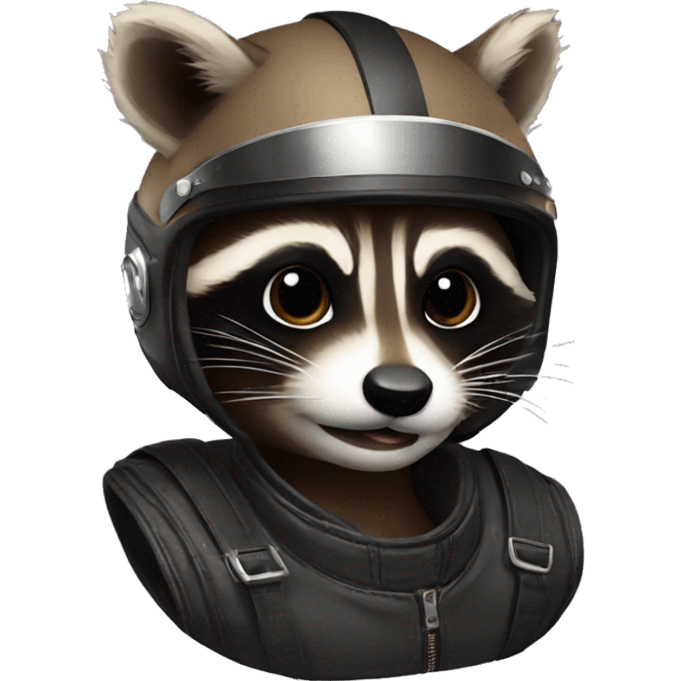 Raccoon with a motorcycle helmet emoji