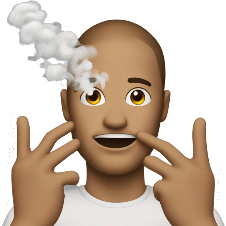 Emoji with smoke around puts his hand in front of his face  emoji