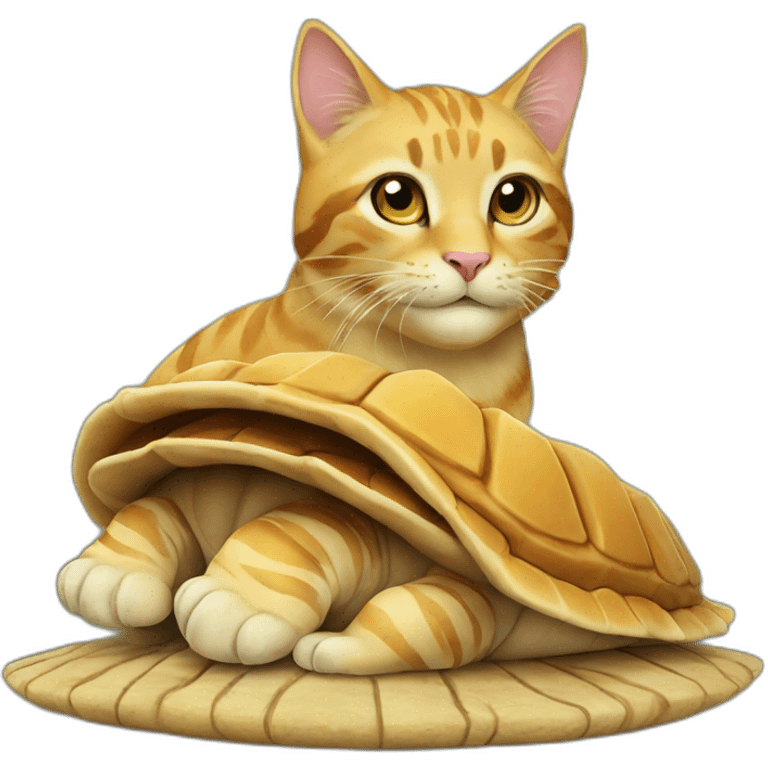 cat on turtule on lion emoji