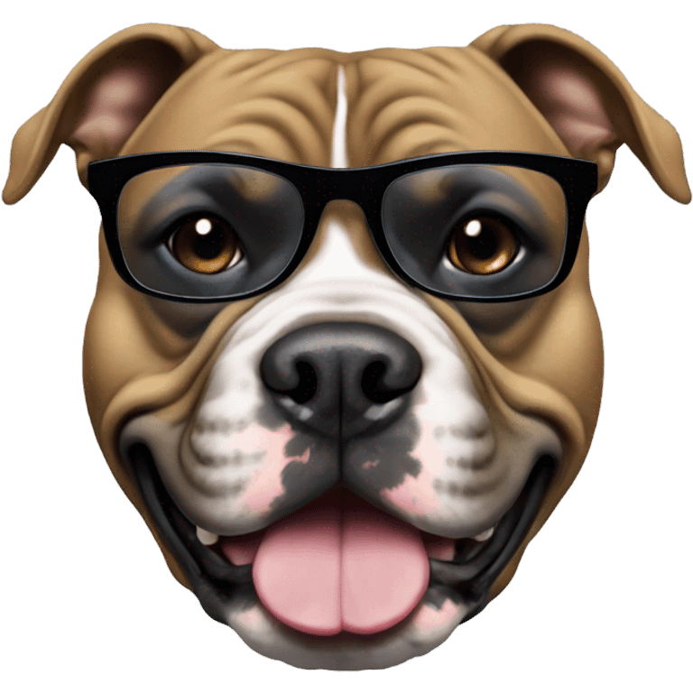 Black American Bully with dark tinted glasses emoji