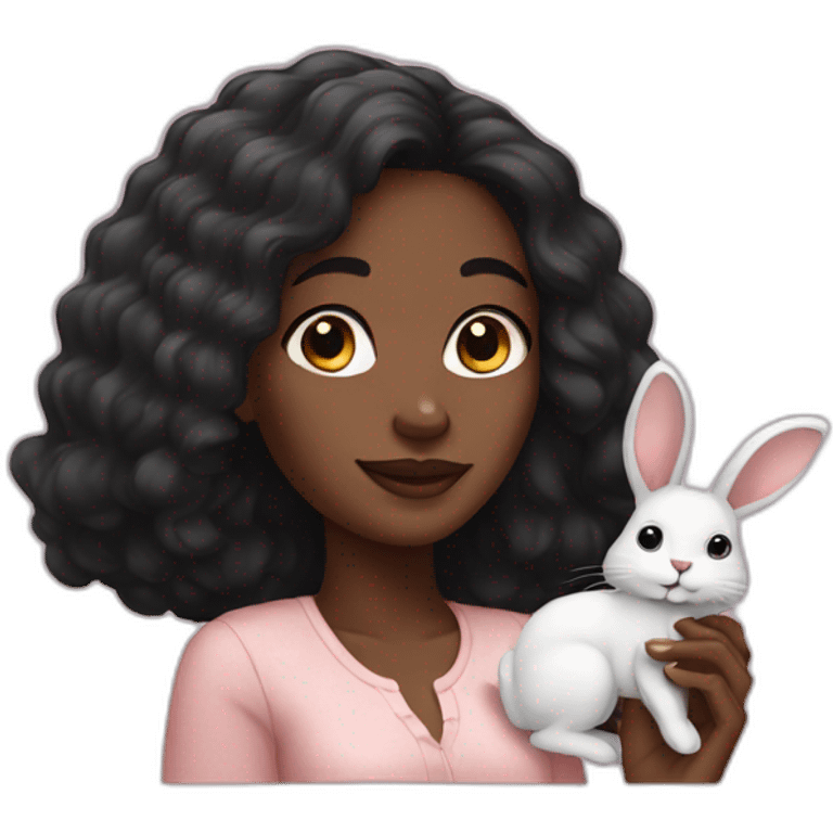 black woman with bunny emoji