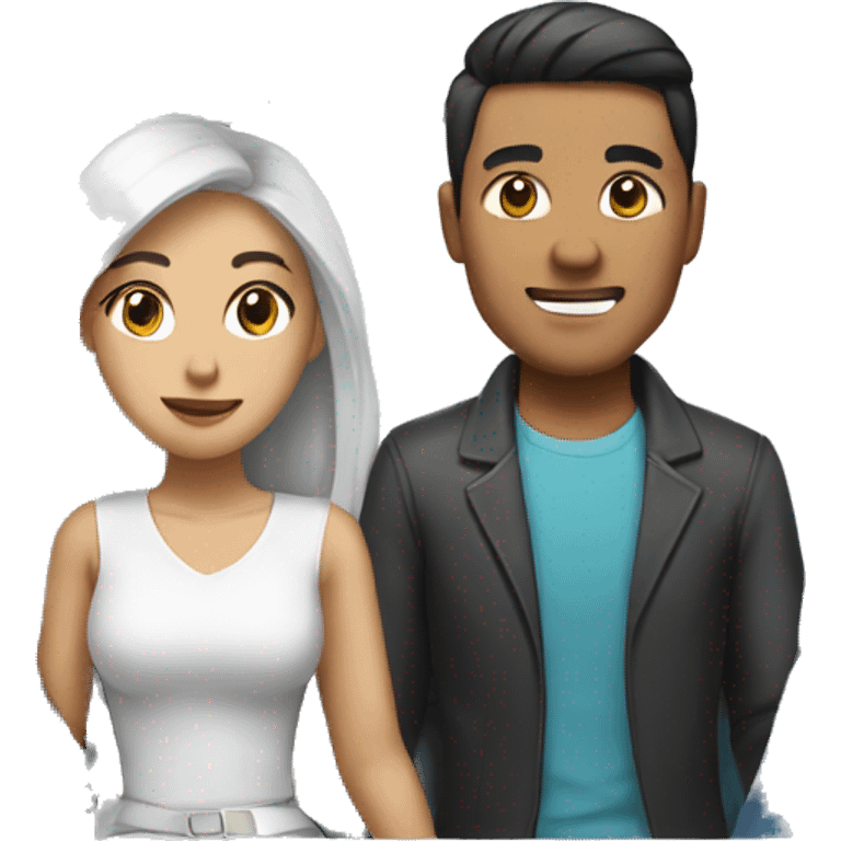 A half white half Asian couple on a plane emoji