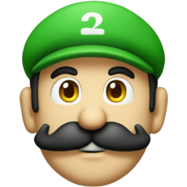 Super Mario bros emoji Luigi only head black mustache emoji