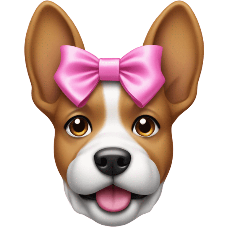 Dog with a pink coquette bow emoji