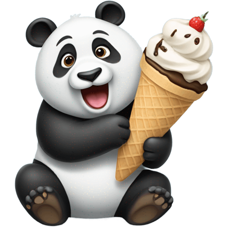 Panda eating ice cream emoji