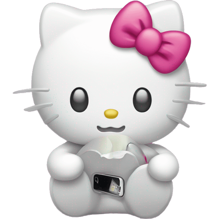 hello kitty with an iphone emoji