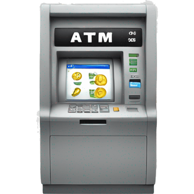 Create emoji with atm where the money is flying from and there is US30 on the screen emoji