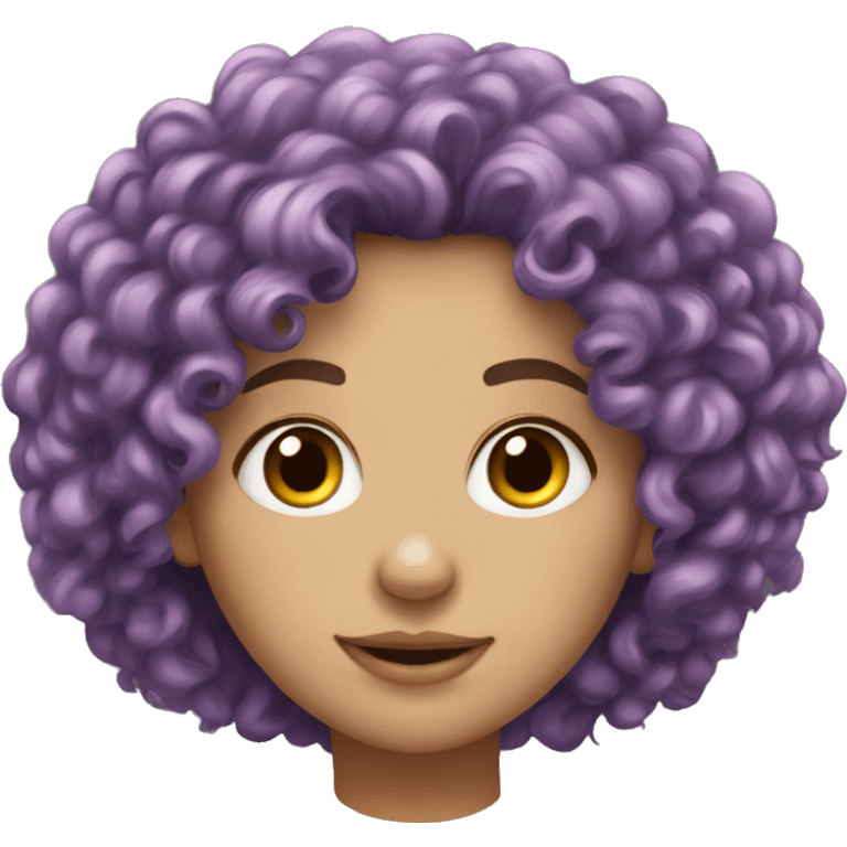 European, purple curly hair, woman, teenager, nose ring. emoji