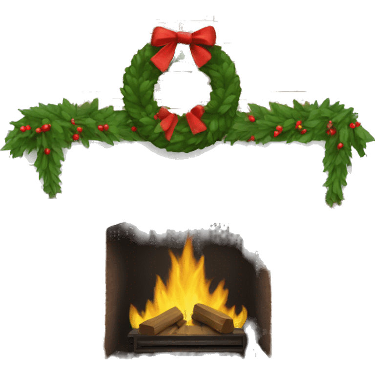 Brick Fireplace with wreath  emoji