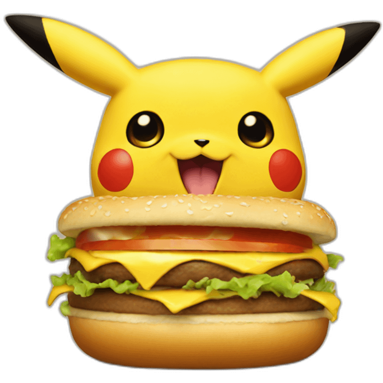 pikachu eat burger emoji