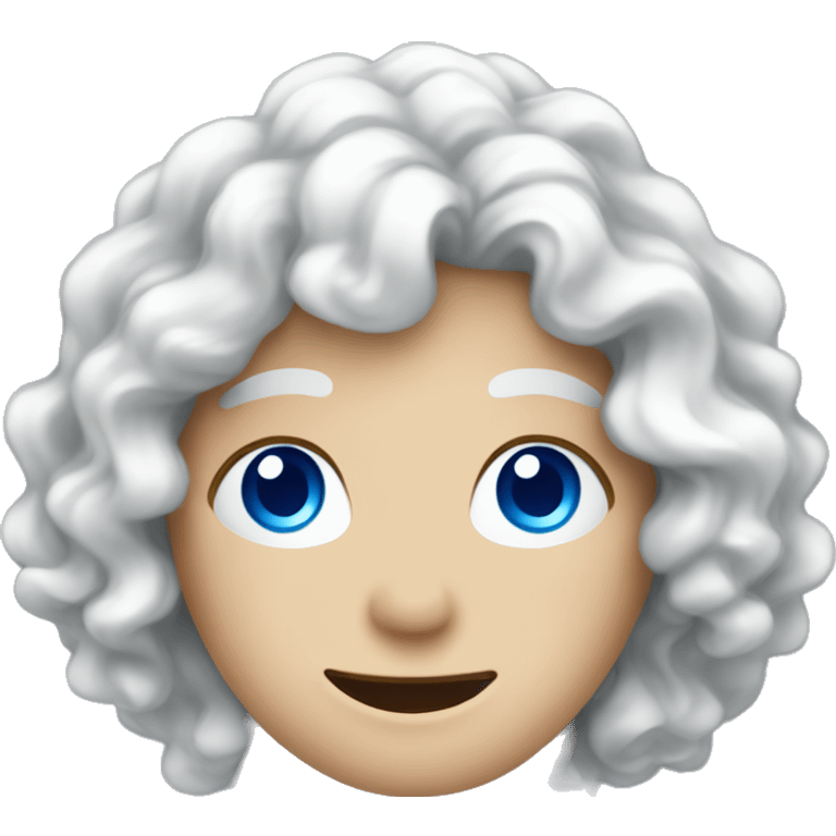 French hapy face with curly white hair and blue eyes french france emoji