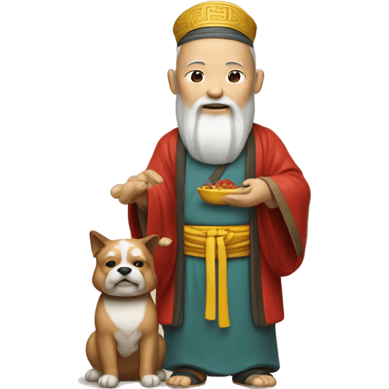 traditional chinese wise man holding dog emoji