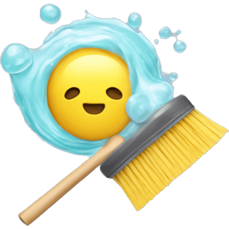 tube with soap and cleaning broom emoji