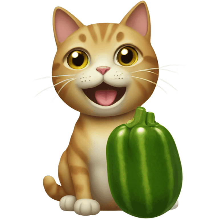 Cat holding a pickle emoji