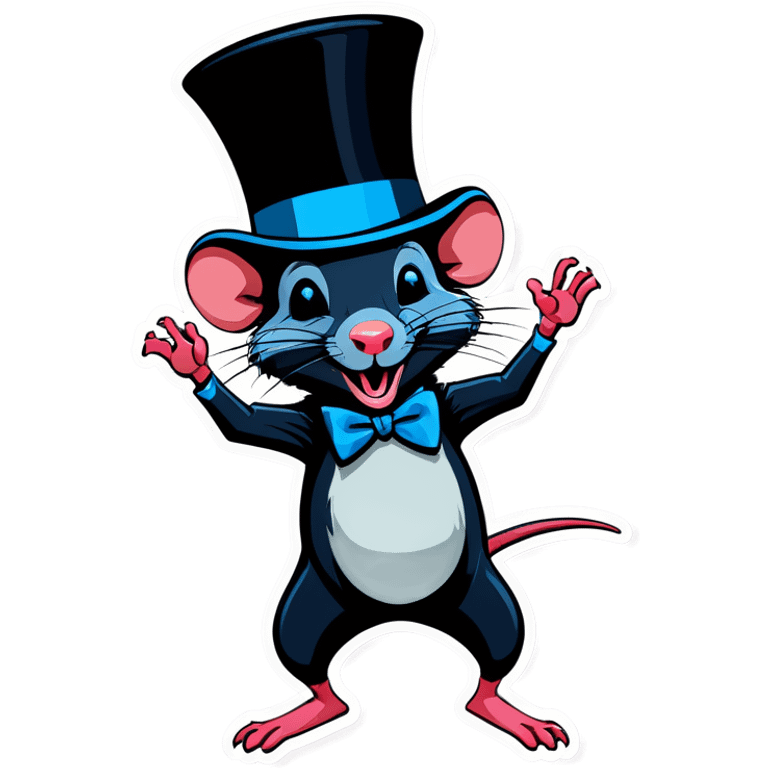 A dancing rat with a top hat emoji