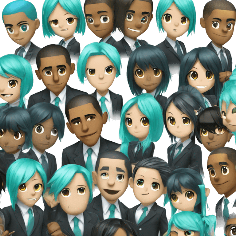 Barack Obama with Hatsune Miku hair emoji