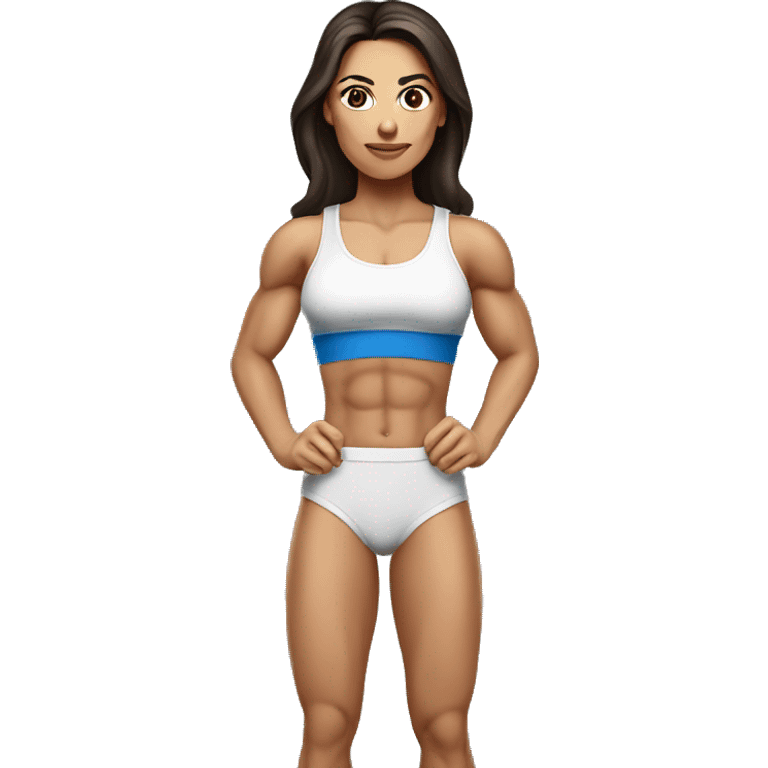 Ukrainian brunette woman with muscles, fitness woman  emoji