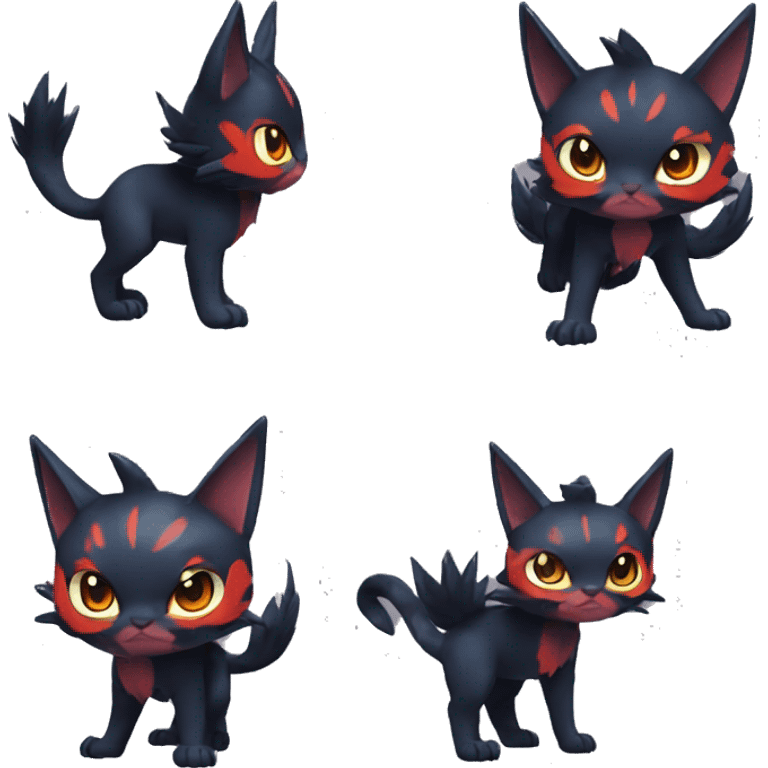  Kawaii Edgy Cool Beautiful Nargacuga-Litten full body emoji