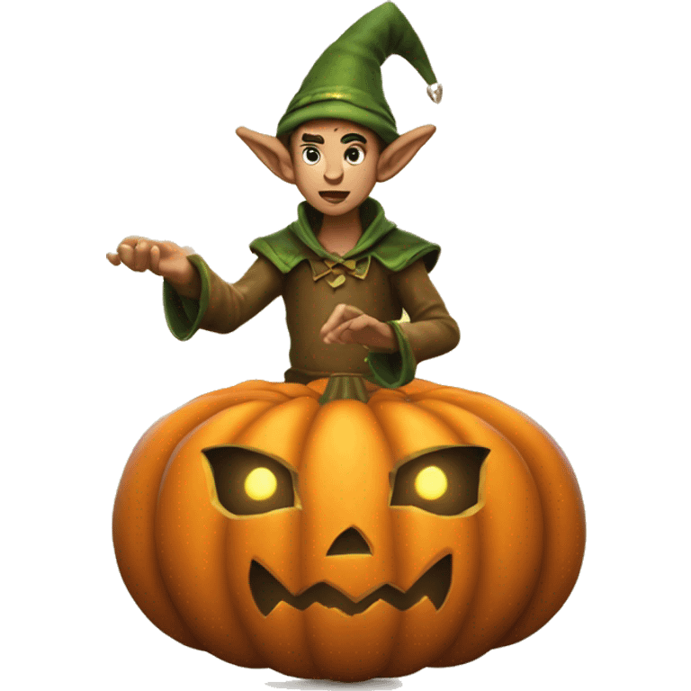 pumkin elf male casting a spell emoji