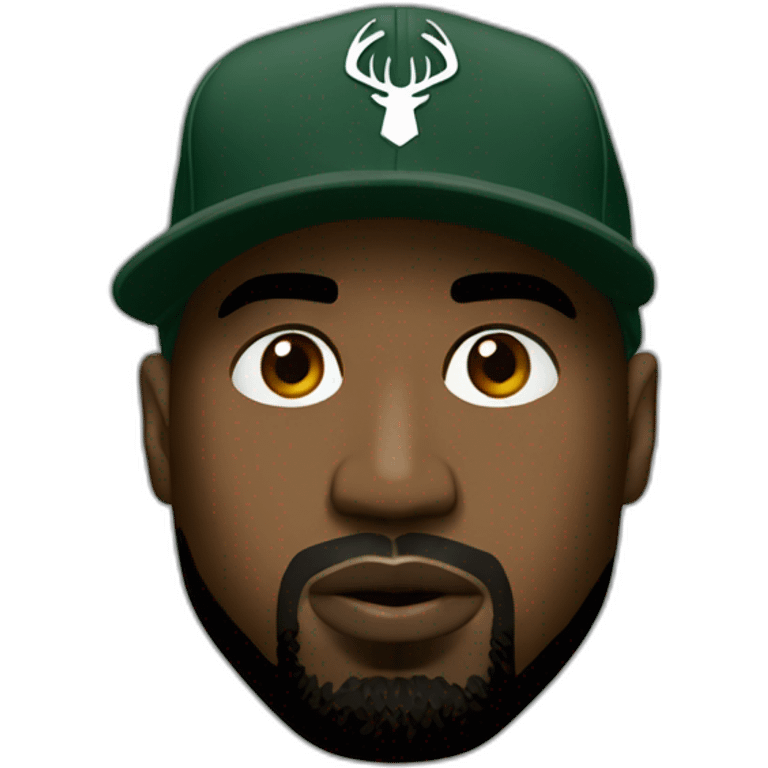 Kanye West with a milwaukee bucks hat emoji