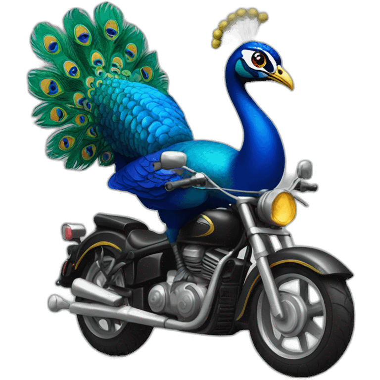 Peacock on the motorcycle emoji