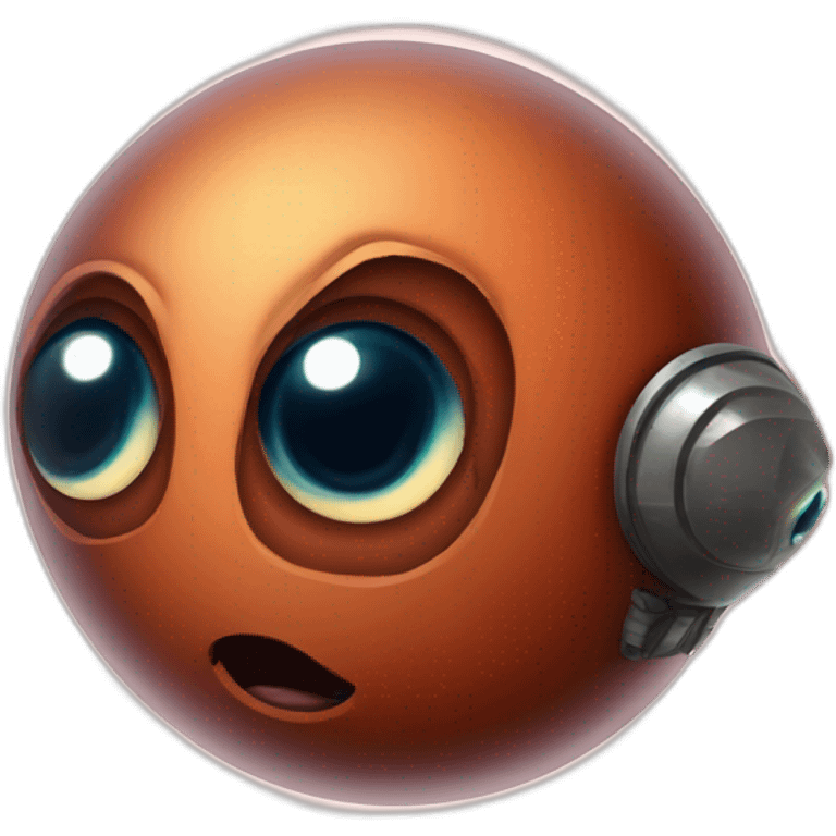 planet Mars with a cartoon futuristic face with big beautiful eyes emoji