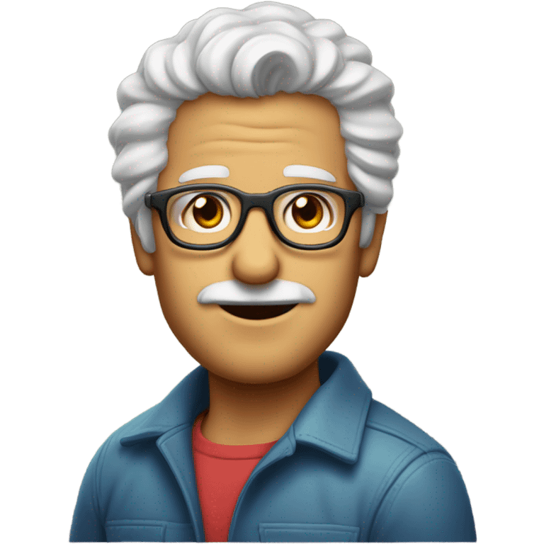 hombre de 57 años con el pelo rubio y rizado con gafas de colores  emoji