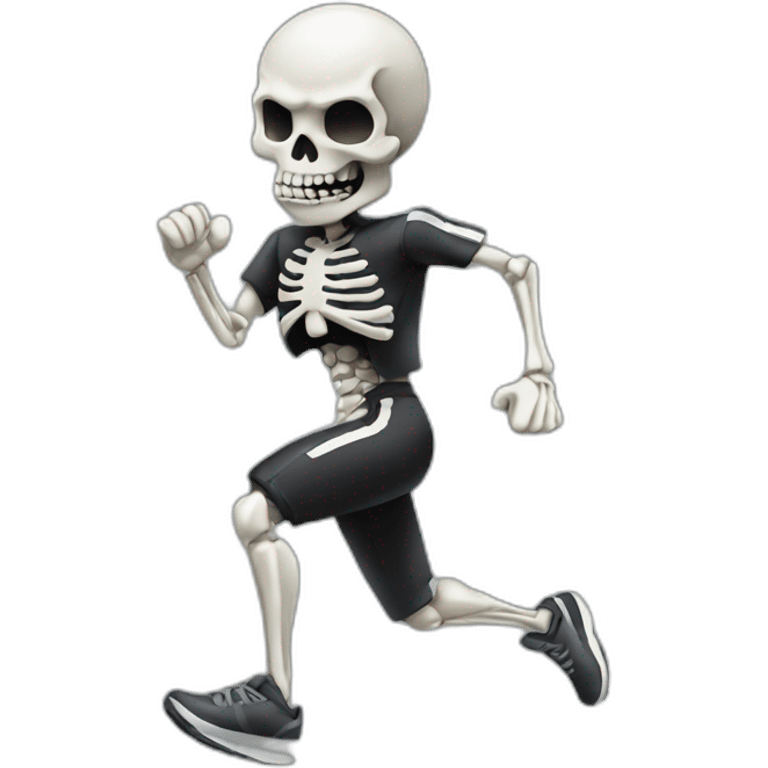 skull emoji with full body running emoji