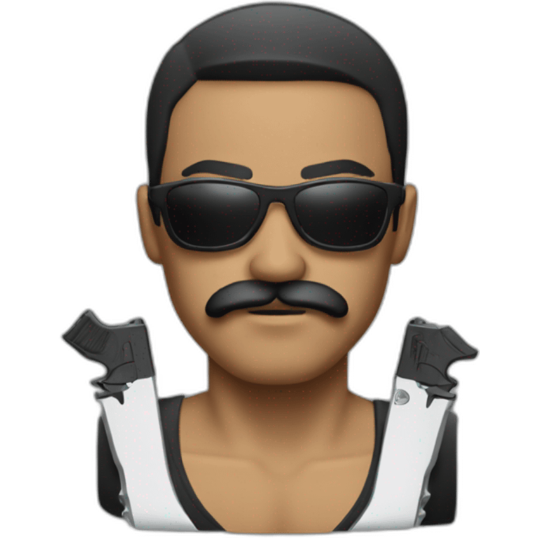 Gangster with sunglasses, a mustache and weapons emoji