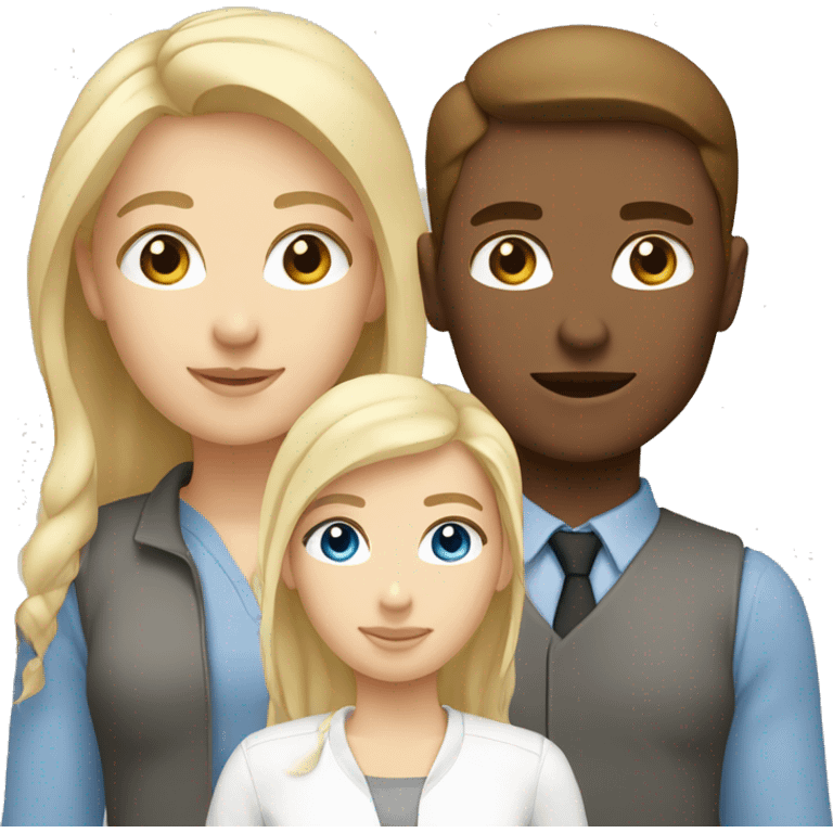 Digital team emoiji consisting of 2 women with brown hair and brown eyes, one blone blue eyes. Two men one blonde one brown hair. All white.  emoji