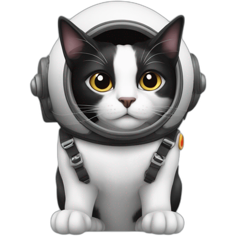 black and white cat piloting an aiplain emoji