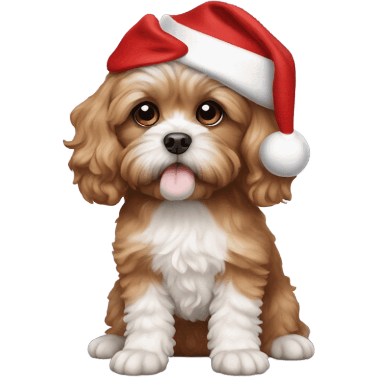 Cavapoo wearing Santa hat  emoji