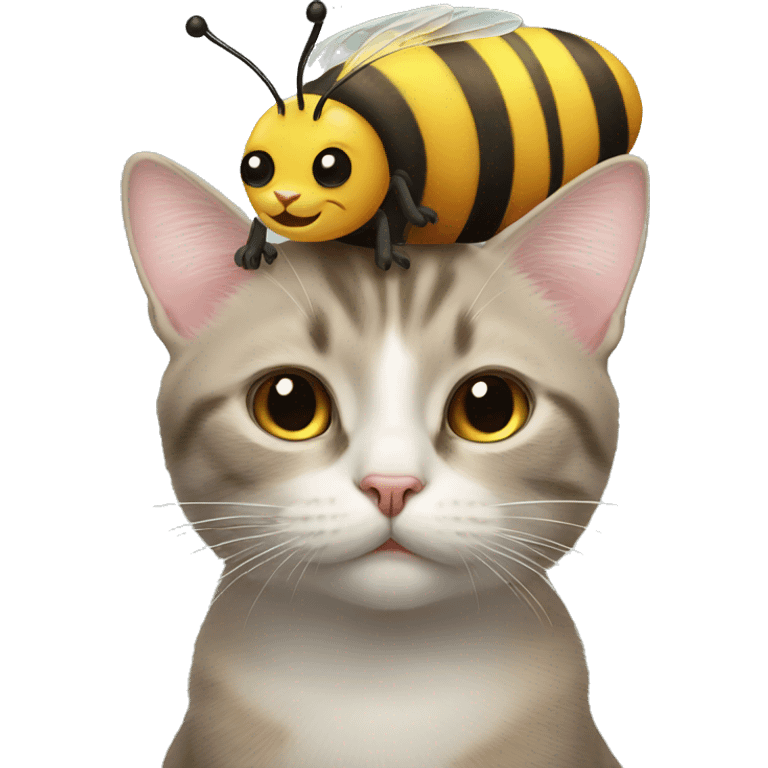 Cat with Bee on head  emoji